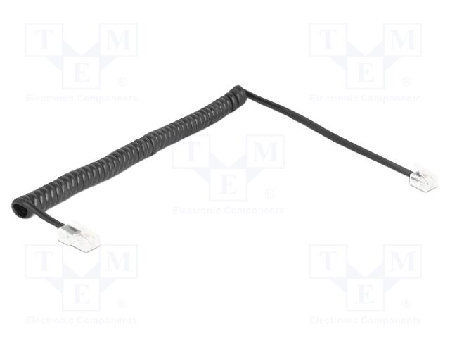 Cable: telephone; coiled; RJ11 plug,RJ45 plug; black; 32AWG