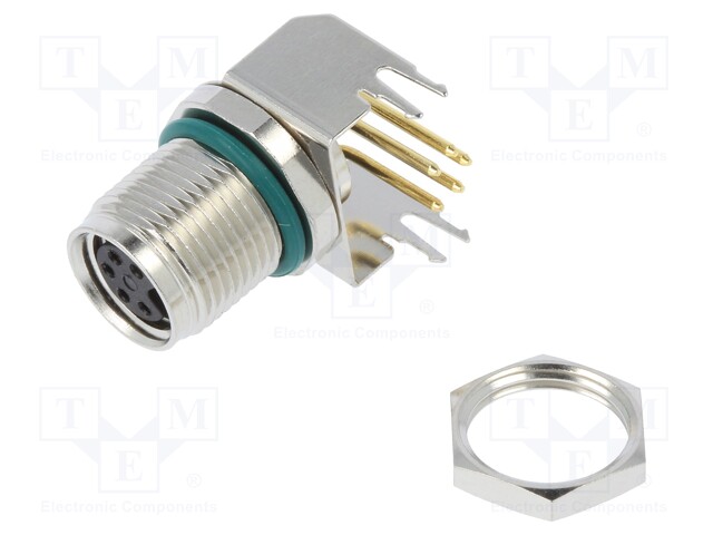 Connector: M8; female; PIN: 5; angled 90°; on PCBs; socket; 1.5A; 30V