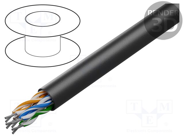 Wire; U/UTP; industrial Ethernet,outdoor; 5e; stranded; Cu; black