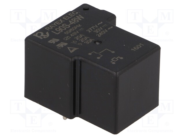 Relay: electromagnetic; SPDT; Ucoil: 48VDC; 30A; Series: L90; 900mW