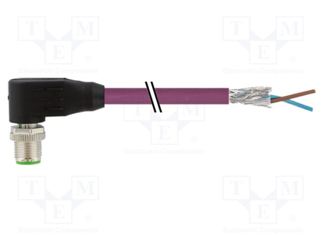 Male; -25÷85°C; IP67; 4A; 7.5m; Series: 7000; PIN: 2; plug; Thread: M12