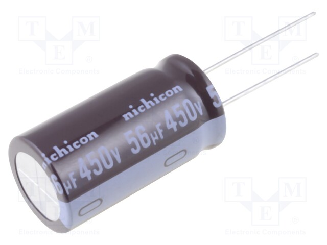 Capacitor: electrolytic; THT; 56uF; 450VDC; Ø16x31.5mm; ±20%; 585mA