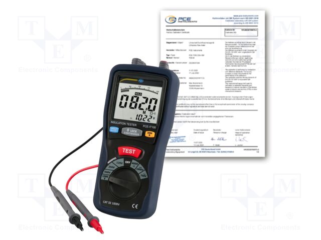 Meter: insulation resistance; LCD; R range: 400Ω; VAC: 750V
