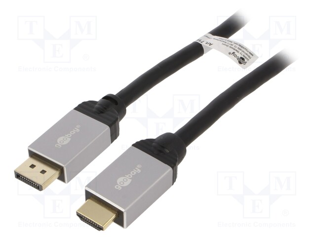 Cable; DisplayPort 1.2,HDMI 2.0; DisplayPort plug,HDMI plug; 1m