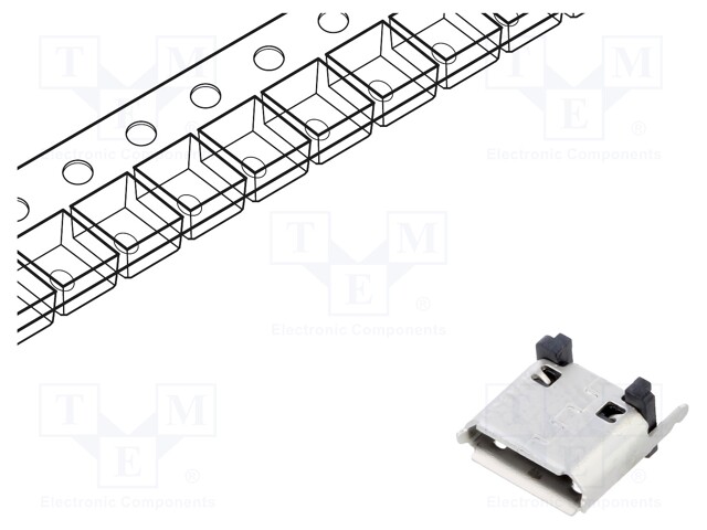 Socket; USB B micro; SMT; PIN: 5; vertical; USB 2.0; 1.8A