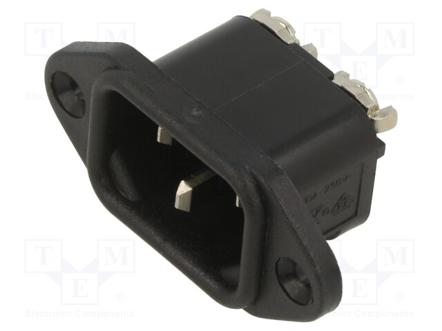 Connector: AC supply; socket; male; 10A; 250VAC; C14 (E); -40÷70°C