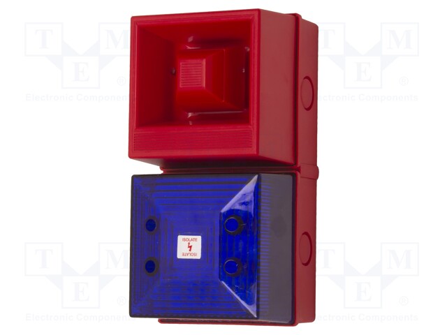 Signaller: lighting-sound; 24VDC; siren,flashing light; LED; blue