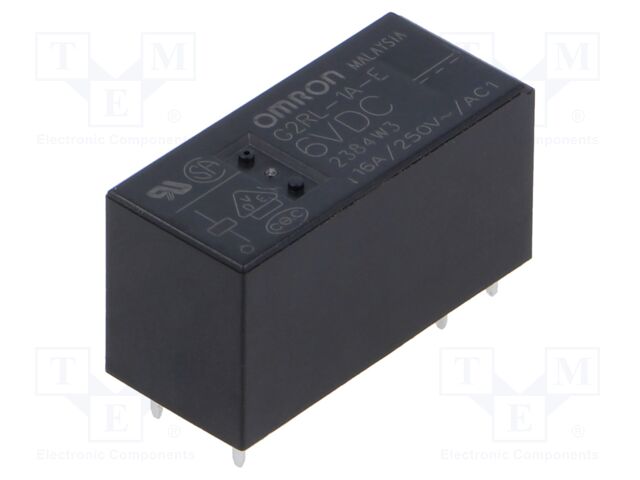 Relay: electromagnetic; SPST-NO; Ucoil: 6VDC; 16A; 16A/250VAC; PCB