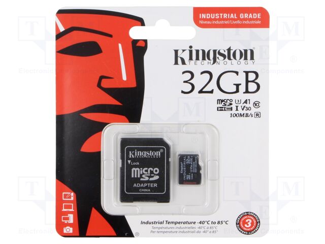 Memory card; industrial; microSDHC,microSDXC; R: 100MB/s; 32GB