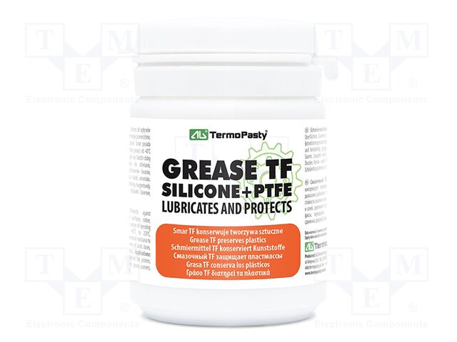 Grease; paste; Ingredients: PTFE,silicone; plastic container
