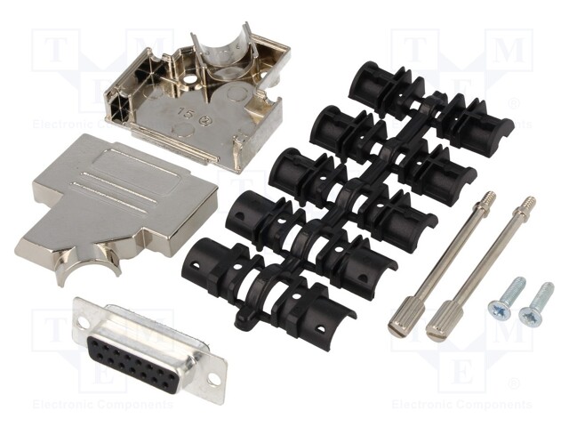 D-Sub; PIN: 15; plug; female; soldering; for cable; black