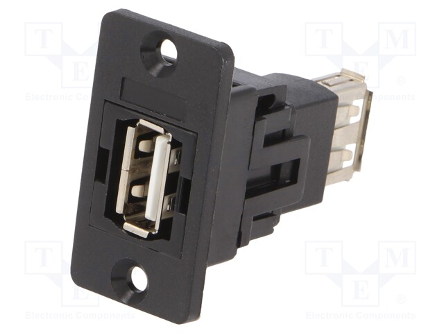 Coupler; USB A socket,both sides; SLIMS; USB 2.0; gold-plated