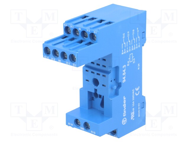 Socket; PIN: 14; 10A; 250VAC; Mounting: DIN; Leads: screw terminals