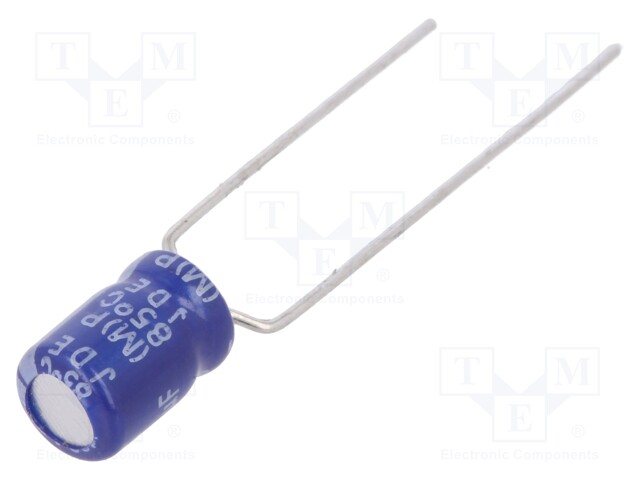 Capacitor: electrolytic; THT; 68uF; 10VDC; Ø5x7mm; Pitch: 5mm; ±20%