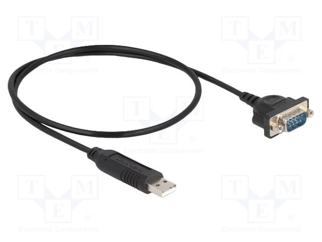 USB to RS232 converter; D-Sub 9pin plug,USB A plug; 0.5m; black