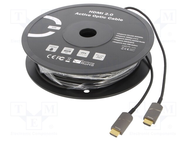Cable; HDCP 2.2,HDMI 2.0,optical; HDMI plug,both sides; 50m