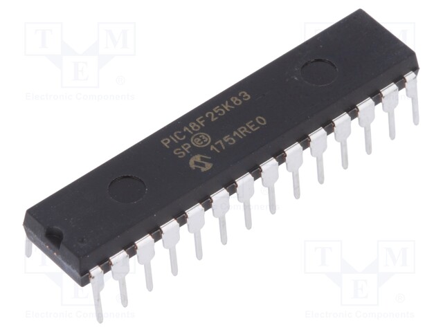 PIC microcontroller; Memory: 32kB; SRAM: 2048B; EEPROM: 1024B; THT