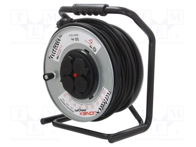 Extension lead; reel,with non-rotating sockets; Sockets: 4; 50m