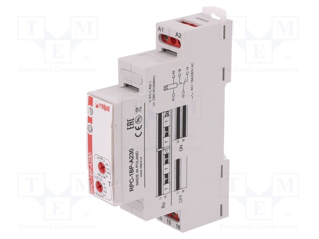 Timer; 1s÷10days; SPDT; 24VDC/16A,250VAC/16A; 230VAC; DIN; PIN:5