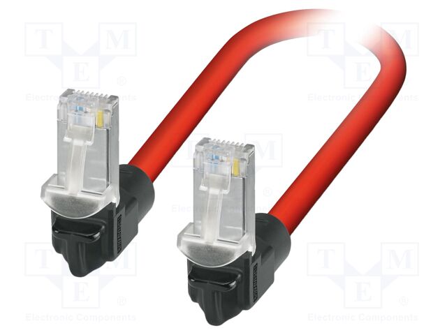 Patch cord; S/FTP; Cat 5; RJ45 down angled plug,both sides; 1m