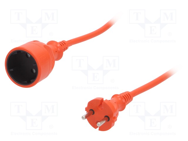 Extension lead; Sockets: 1; PVC; orange; 2x1mm2; 20m; 10A