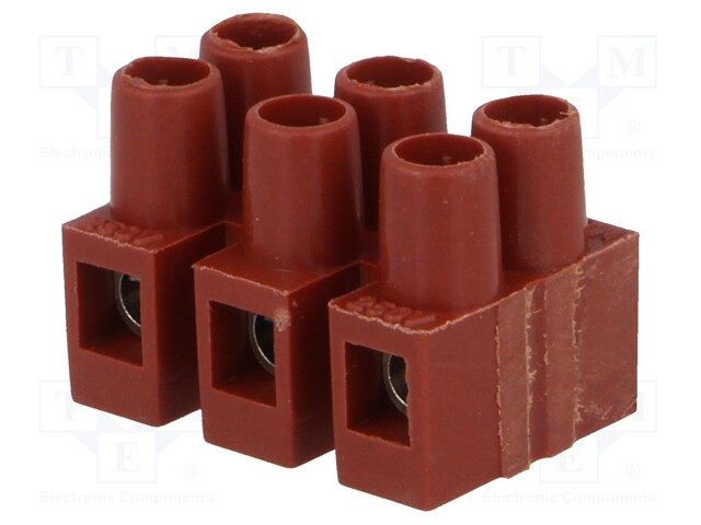 Terminal block; screw terminal; ways: 3; 2.5mm2; terminals: 6; 250V