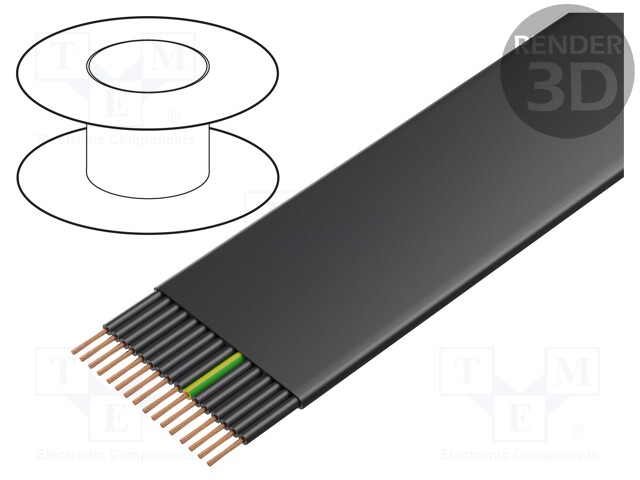 Wire; PVC-Flach; 16G1,5mm2; unshielded; 450/750V; PVC; Cu; stranded