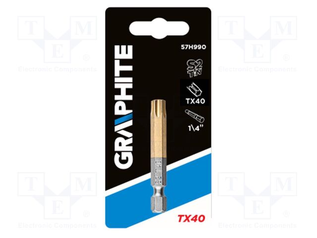 Screwdriver bit; Torx®; TX40; Overall len: 50mm