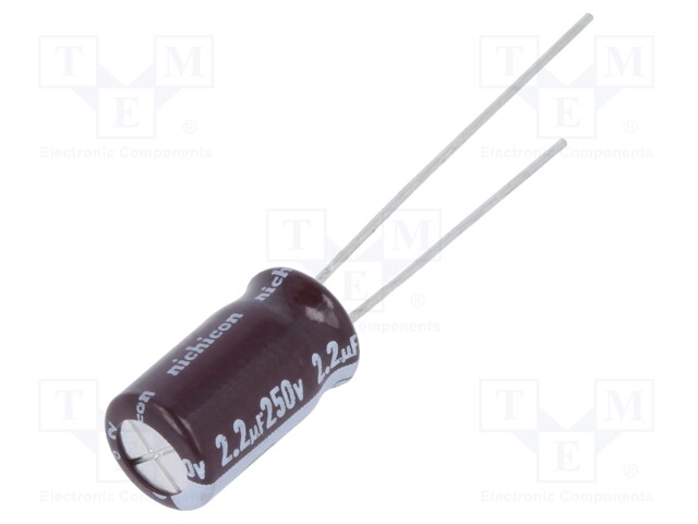 Capacitor: electrolytic; THT; 2.2uF; 250VDC; Ø6.3x11mm; ±20%