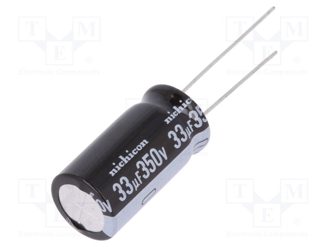 Capacitor: electrolytic; THT; 33uF; 350VDC; Ø12.5x25mm; Pitch: 5mm