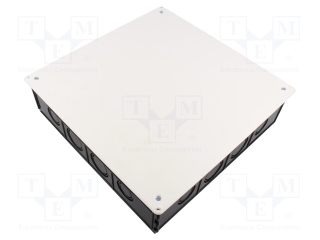 Enclosure: back box; X: 250mm; Y: 250mm; Z: 65mm; plaster embedded