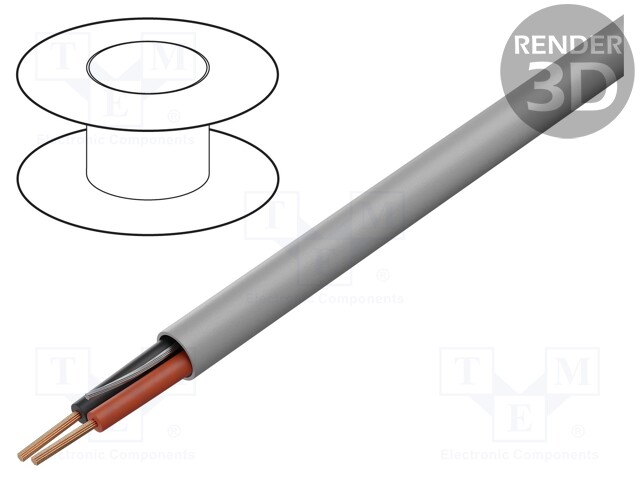 Wire; 2x16AWG; 300V; 305m; Cu; stranded; grey; CPR: Eca; 1000ft