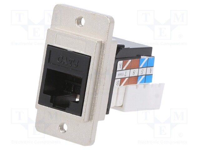 Coupler; DUALSLIM; Cat: 6a; Layout: 8p8c; IDC 8pin,RJ45 socket