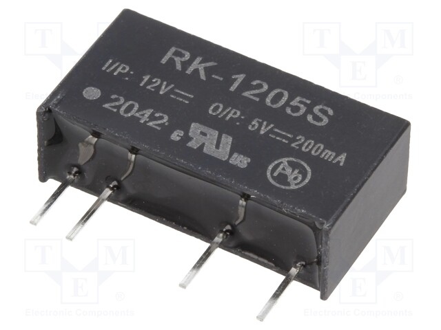 Converter: DC/DC; 1W; Uin: 10.8÷13.2V; Uout: 5VDC; Iout: 200mA; SIP7