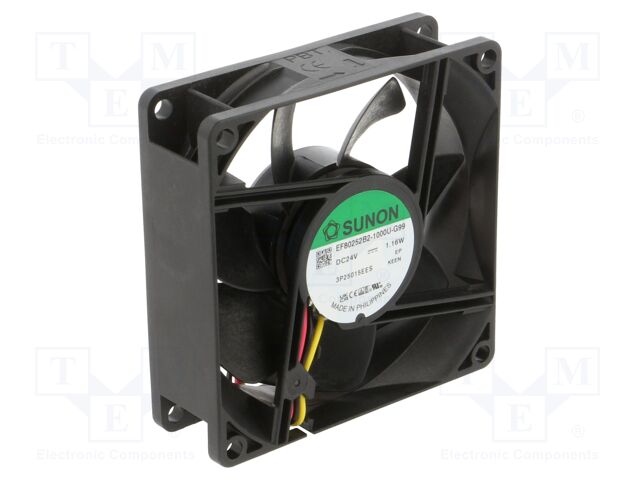 Fan: DC; axial; 24VDC; 80x80x25mm; 62.86m3/h; 30dBA; ball; 2900rpm