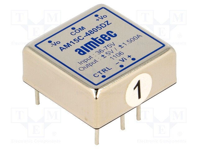 Converter: DC/DC; 15W; Uin: 36÷75V; Uout: 5VDC; Uout2: -5VDC; 1"x1"