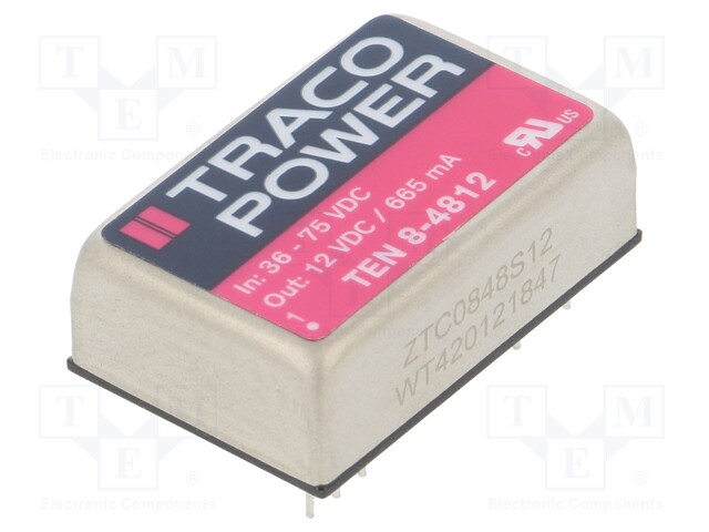 Converter: DC/DC; 8W; Uin: 36÷75V; 12VDC; Iout: 650mA; DIP24; 17g