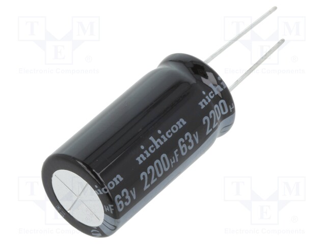Capacitor: electrolytic; THT; 2200uF; 63VDC; Ø18x35.5mm; ±20%