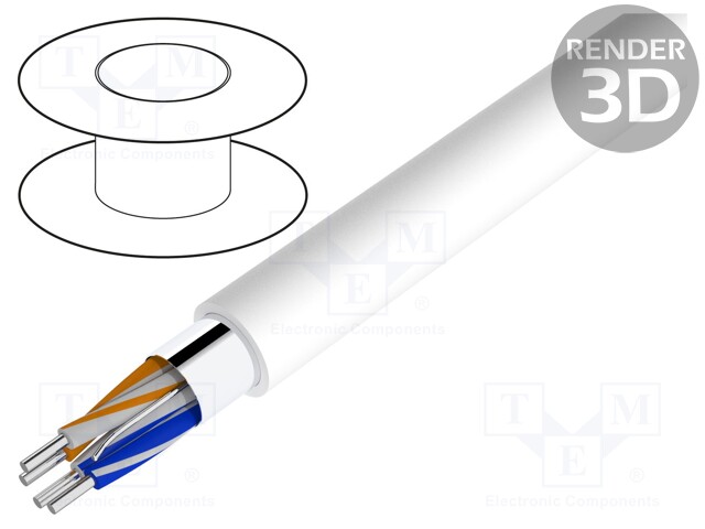 Wire; 2x2x22AWG; LonWorks; solid; Cu; FRNC; white; 500m; CPR: Dca