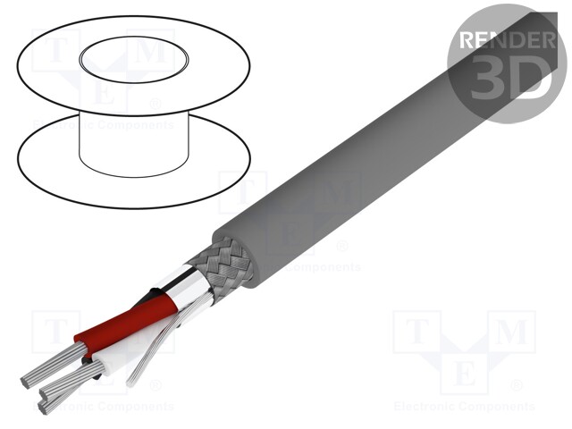 Wire; Alpha Essential C&C; 3x22AWG; PVC; dark grey; 300V; 305m