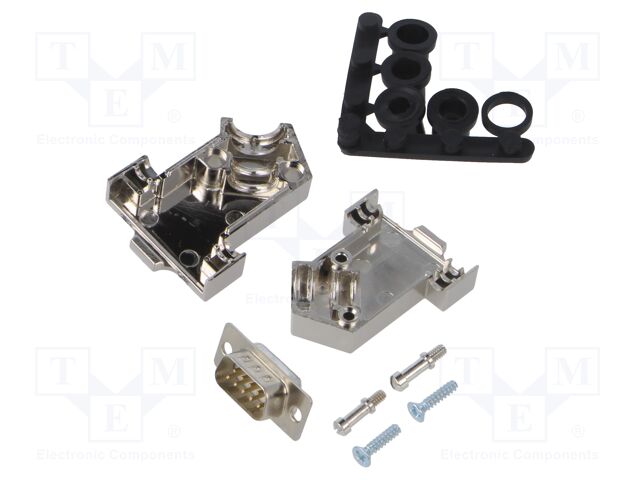 D-Sub; PIN: 9; plug; male; soldering; for cable; white