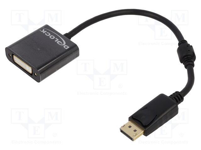 Adapter; DisplayPort plug,DVI-I (24+5) socket; 0.2m; black