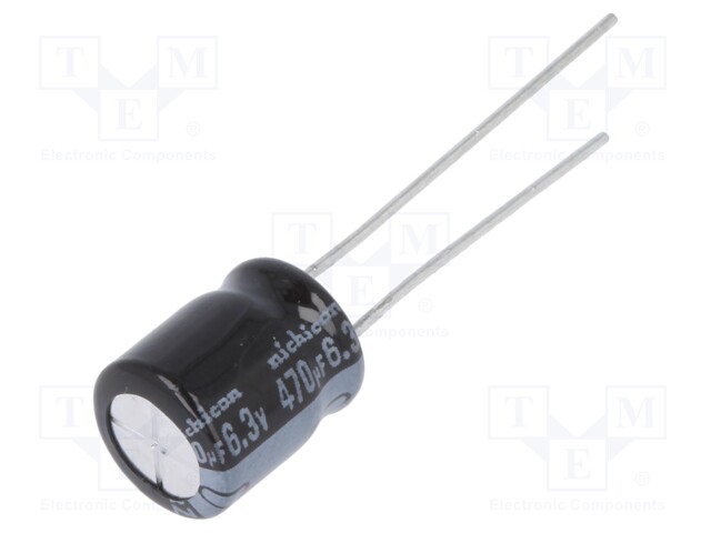 Capacitor: electrolytic; THT; 470uF; 6.3VDC; Ø8x9mm; Pitch: 3.5mm