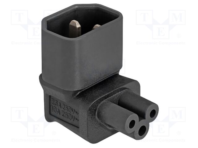 IEC C14 male,IEC C5 female; angular; 2.5A; 250V
