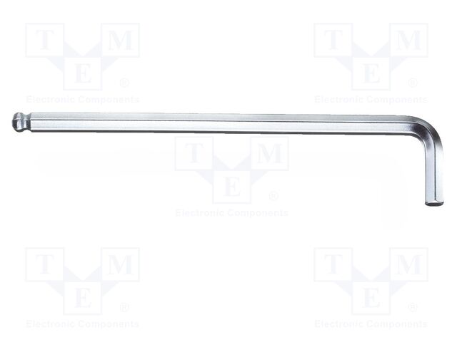 Wrench; hex key,spherical; 6mm; Overall len: 186mm; tool steel