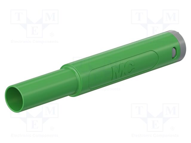 Connector: 4mm banana; plug; 32A; 1kV; green; insulated; 2.5mm2