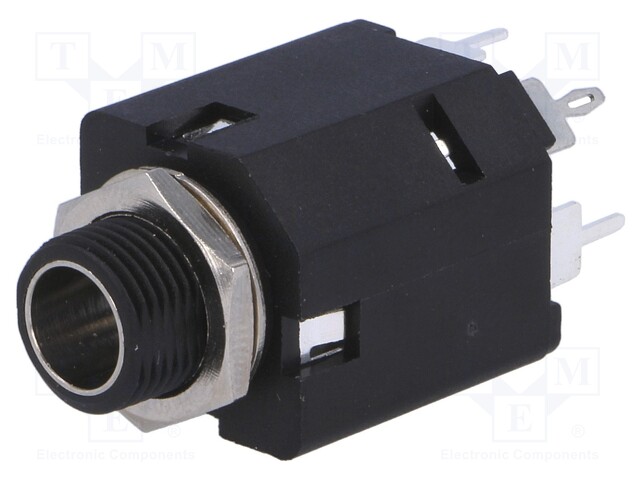 Socket; Jack 6,35mm; female; stereo; with double switch; straight