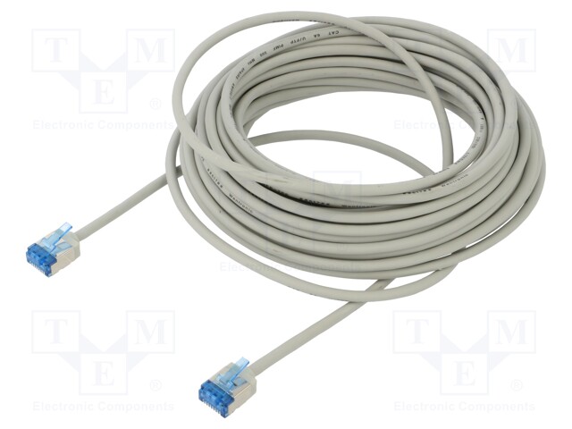 Patch cord; U/FTP; 6a; stranded; Cu; LSZH; grey; 10m; 32AWG; -20÷75°C