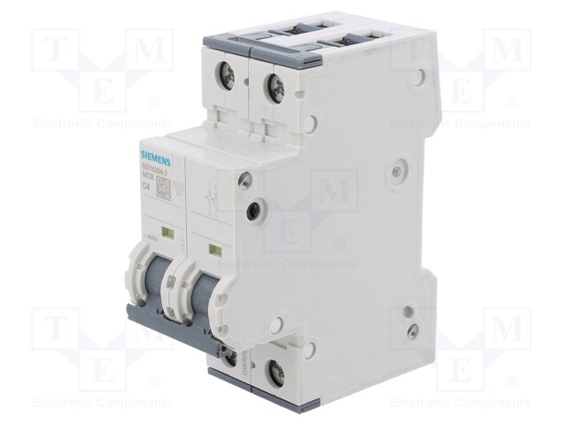 Circuit Breaker, MCB, 5SY4, 2P, 10 kA, 400 V, 4 A