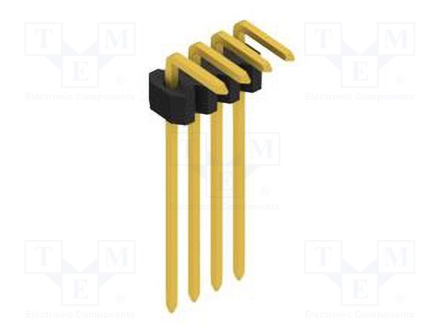 Connector: pin strips; pin header; male; PIN: 4; 1.27mm; THT; 1x4